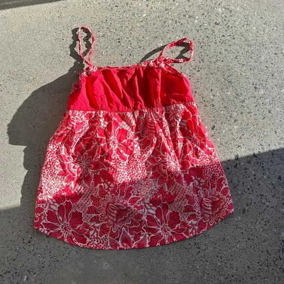 Announcements Women’s Small Cami Red Floral Cotton Tank To Boho Y2K Early 2000s - Picture 1 of 2